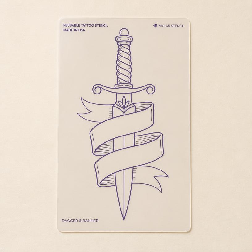 Dagger & Banner Stencil